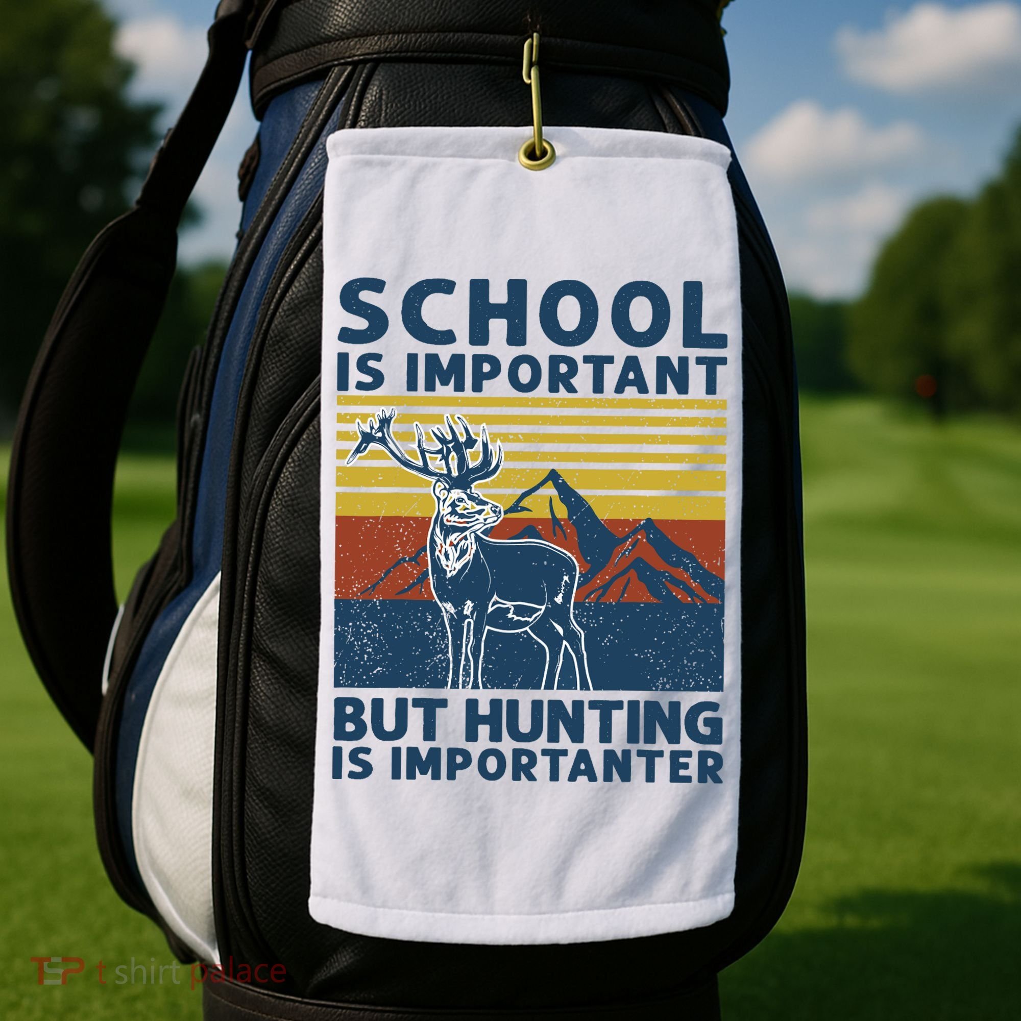 School Is Important But Hunting Is Importanter Deer Hunting Golf Towel