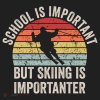 School Is Important But Skiing Is Importanter Funny Skiing Cute Gift Beanie thumb 2