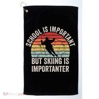 School Is Important But Skiing Is Importanter Funny Skiing Cute Gift Golf Towel thumb 0