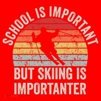 School Is Important But Skiing Is Importanter Funny Skiing Cute Gift Santa Hat thumb 1
