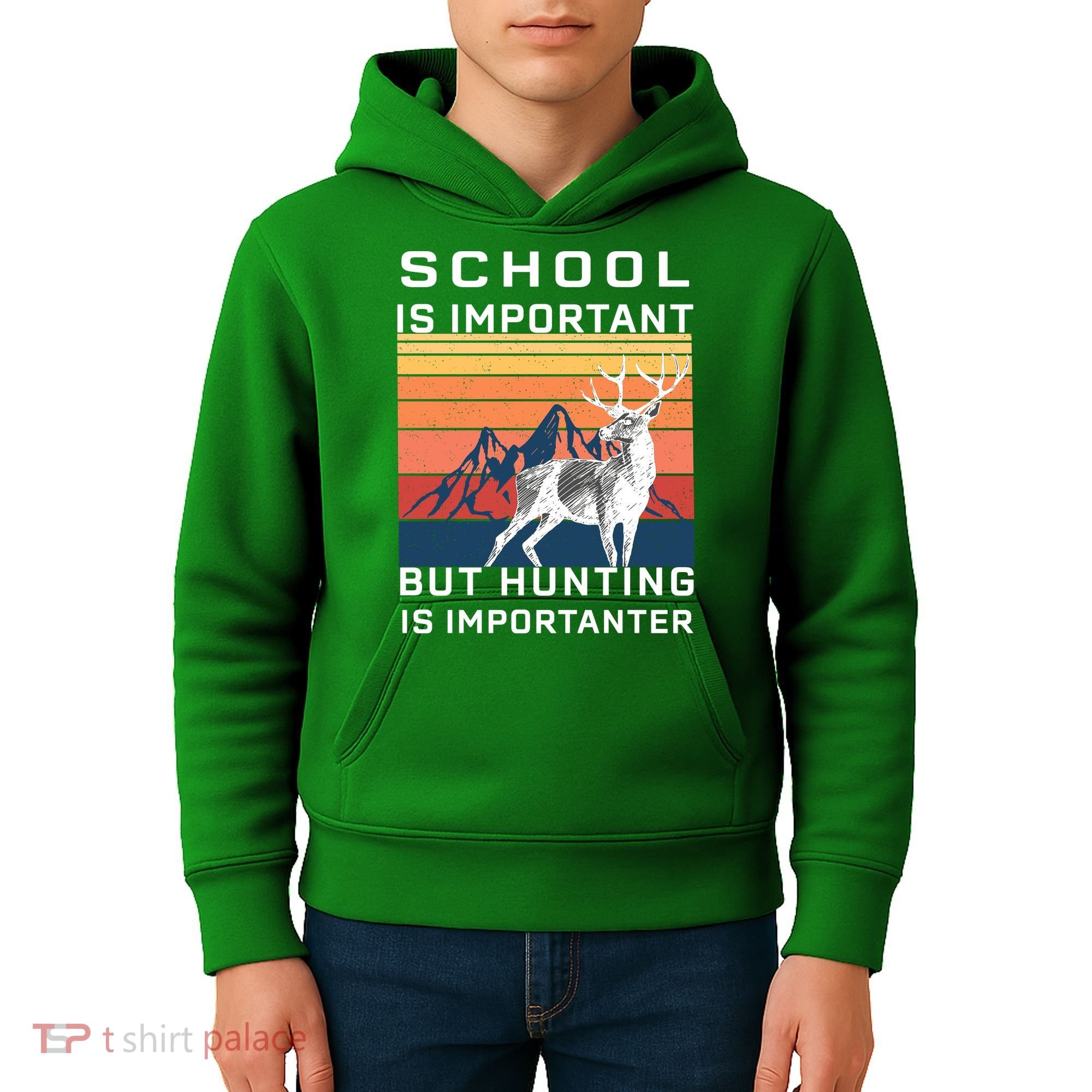 School Is Important But Hunting Is Importanter Kids Hoodie