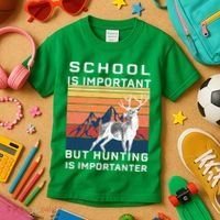 School Is Important But Hunting Is Importanter Kids T-Shirt thumb 3