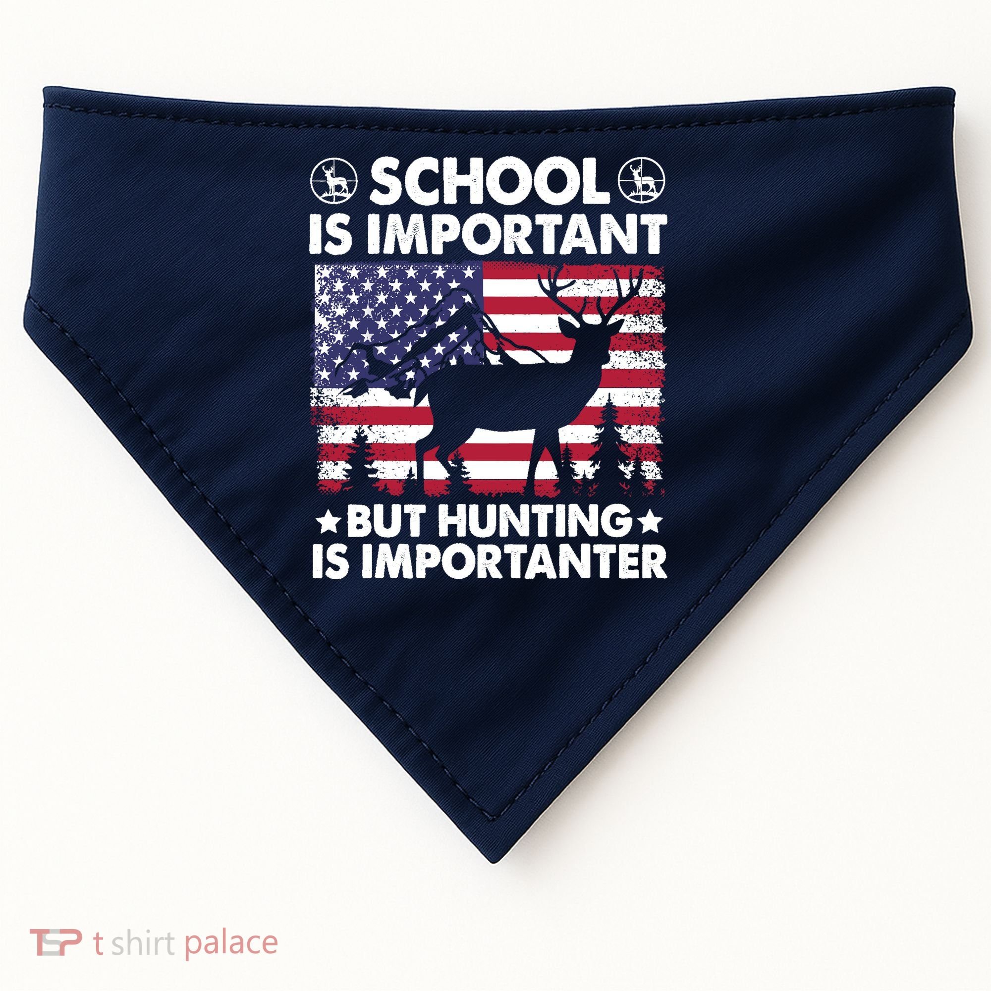 School Is Important But Hunting Is Importanter Funny Hunting USA-Made Doggie Bandana