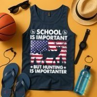 School Is Important But Hunting Is Importanter Funny Hunting Tank Top thumb 4