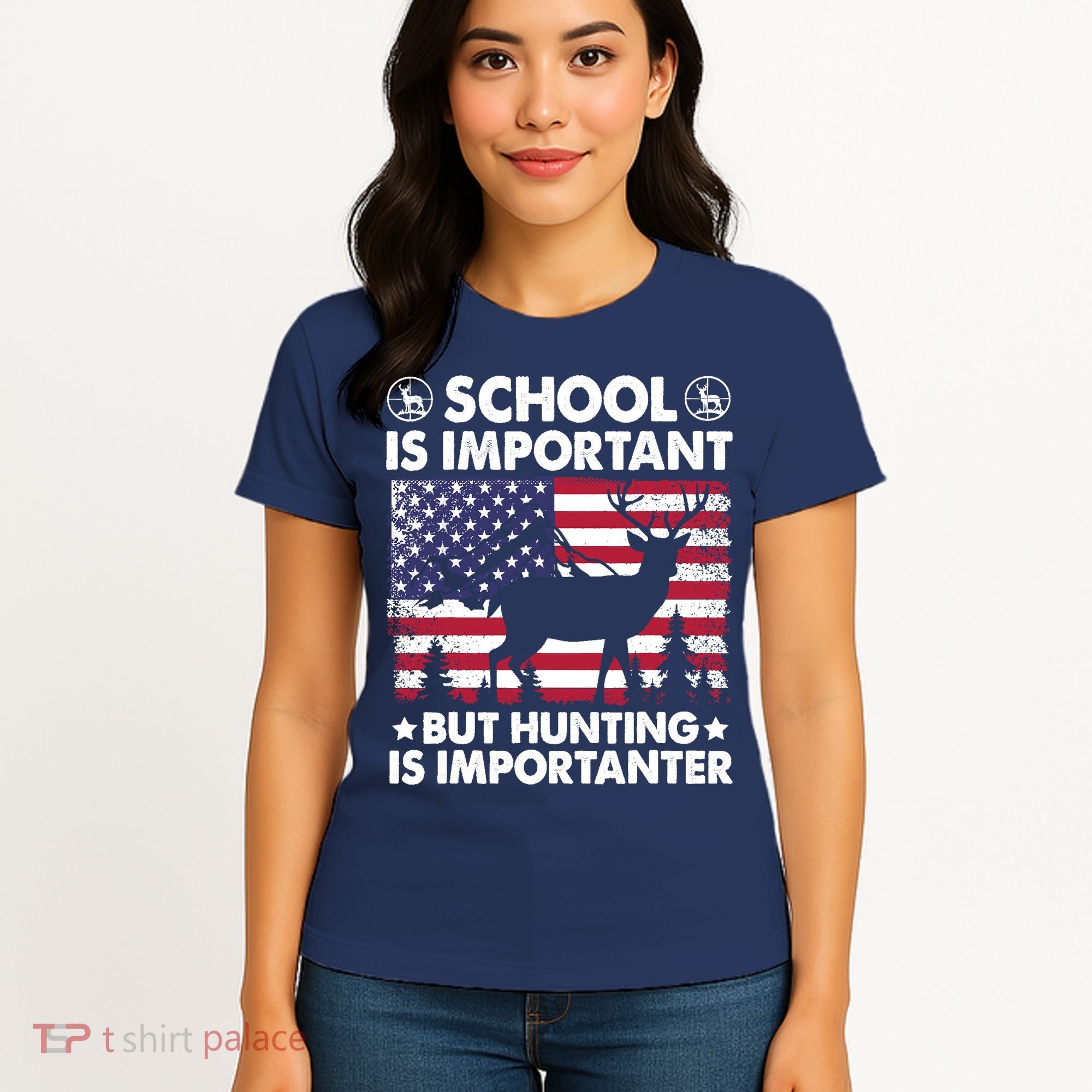 School Is Important But Hunting Is Importanter Funny Hunting Women's T-Shirt