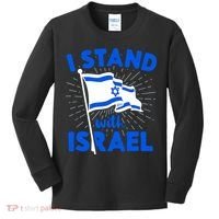 Support Israel I Stand With Israel Israeli Flag Kids Long Sleeve Shirt thumb 0