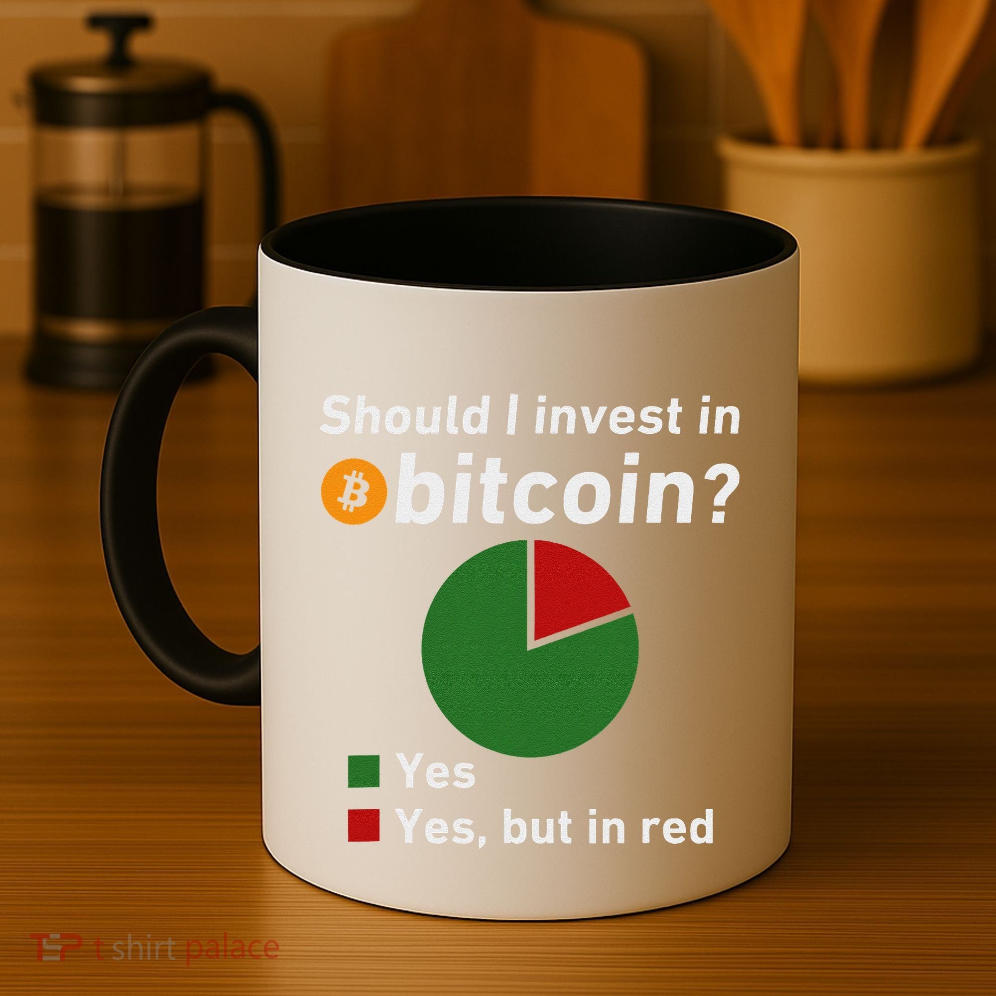 Should I Invest In Bitcoin Yes Pie Chart Funny Crypto Coffee Mug