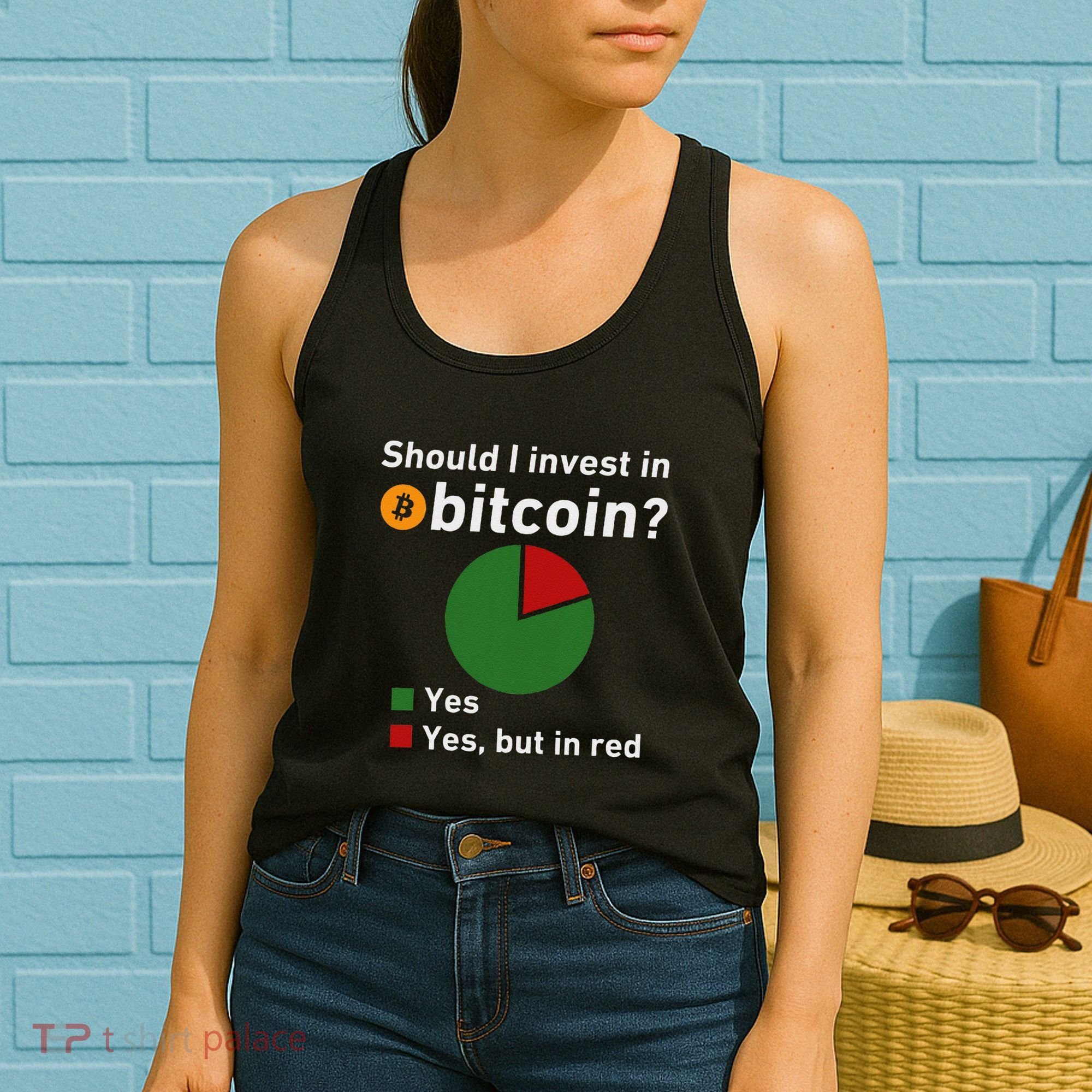 Should I Invest In Bitcoin Yes Pie Chart Funny Crypto Women's Tank Top