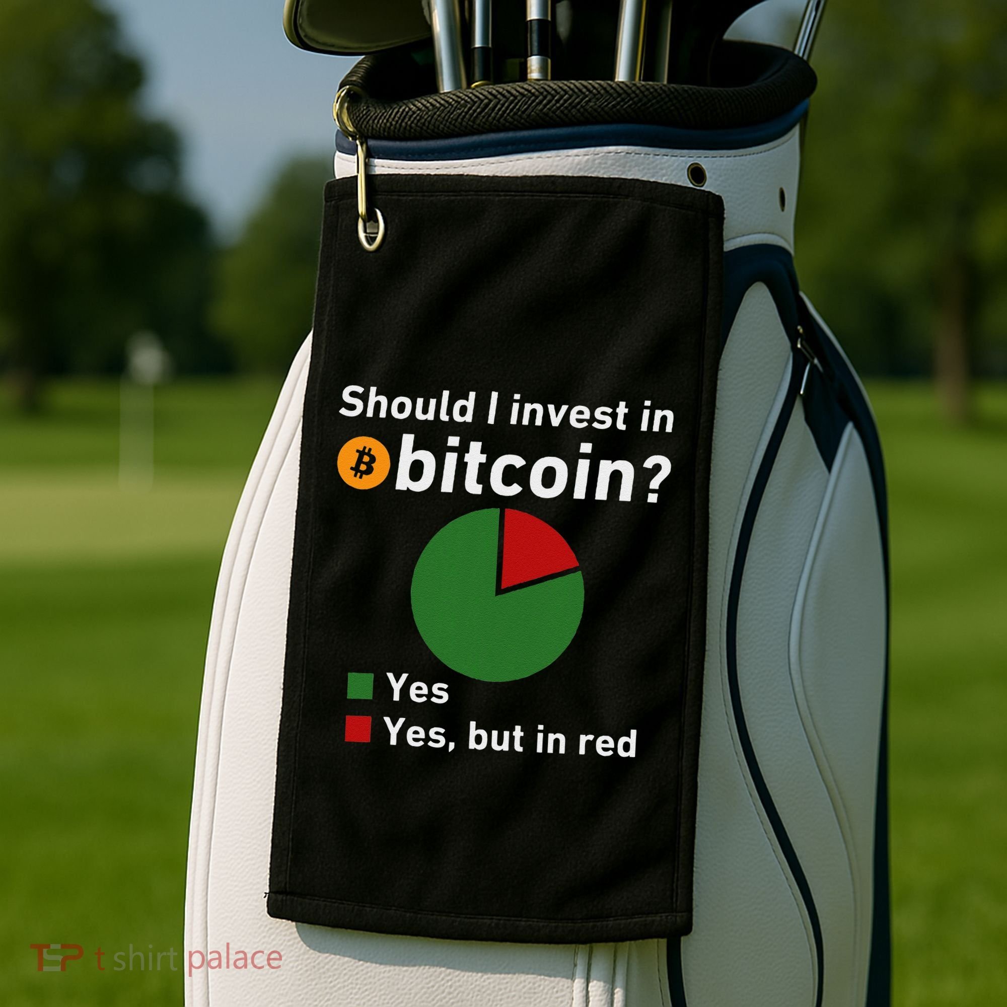 Should I Invest In Bitcoin Yes Pie Chart Funny Crypto Golf Towel