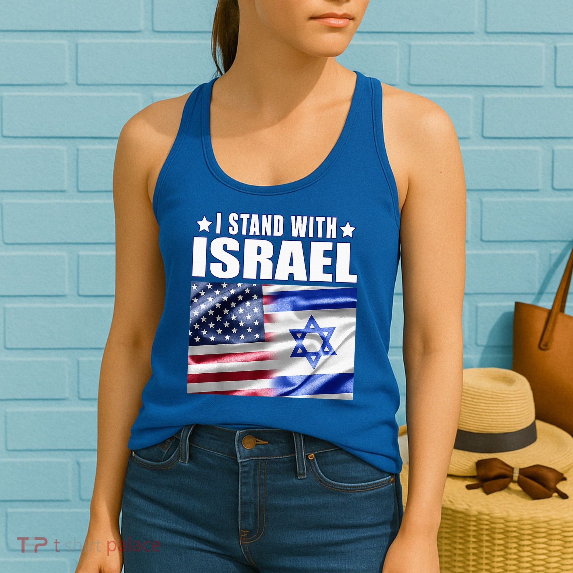 Support Israel I Stand With Israel Us Israel Flag Combined Women's Tank Top