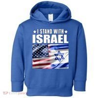 Support Israel I Stand With Israel Us Israel Flag Combined Toddler Hoodie thumb 0