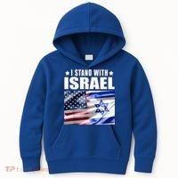 Support Israel I Stand With Israel Us Israel Flag Combined Kids Hoodie thumb 0