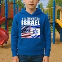 Support Israel I Stand With Israel Us Israel Flag Combined Kids Hoodie thumb 2