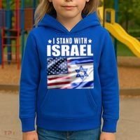 Support Israel I Stand With Israel Us Israel Flag Combined Kids Hoodie thumb 3