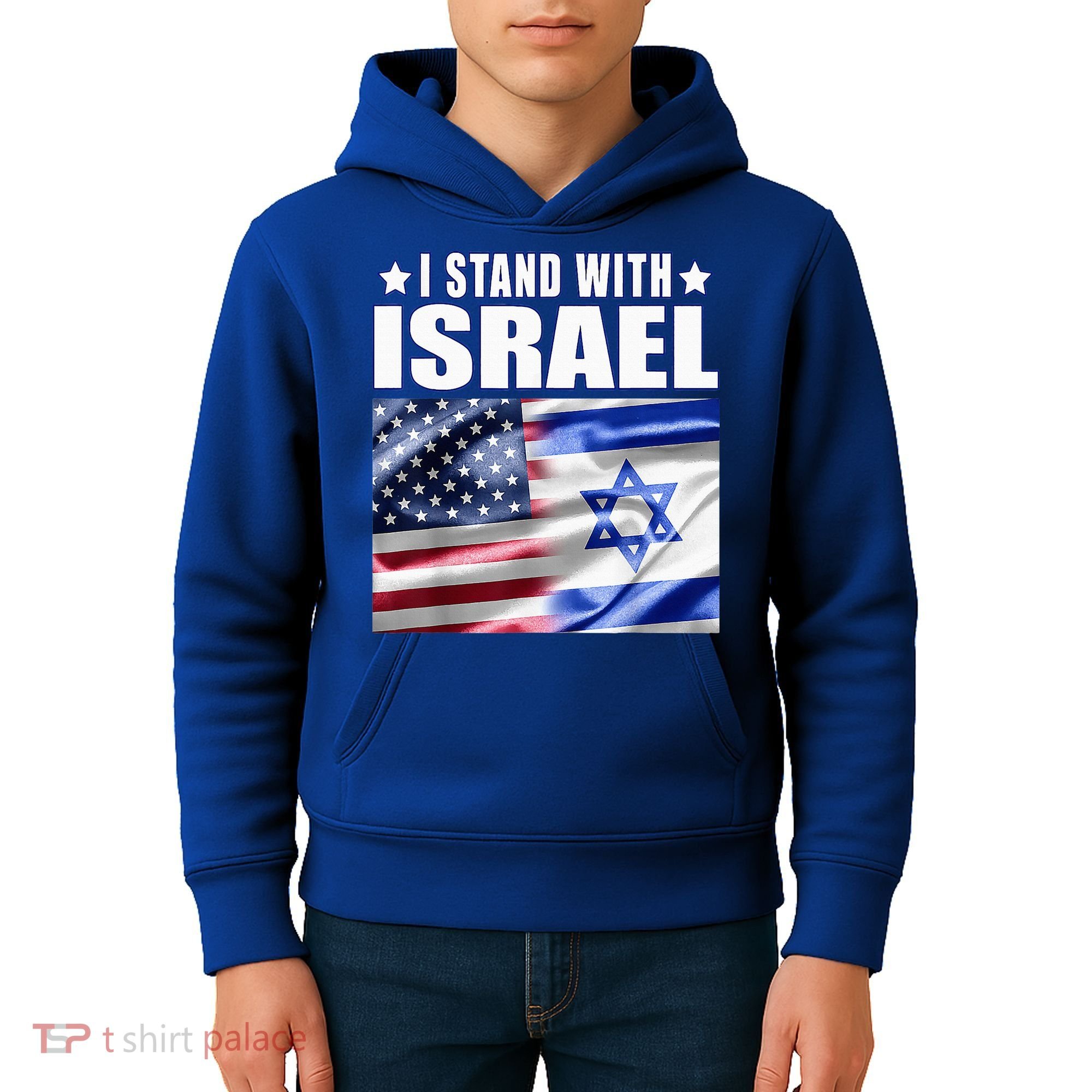 Support Israel I Stand With Israel Us Israel Flag Combined Kids Hoodie