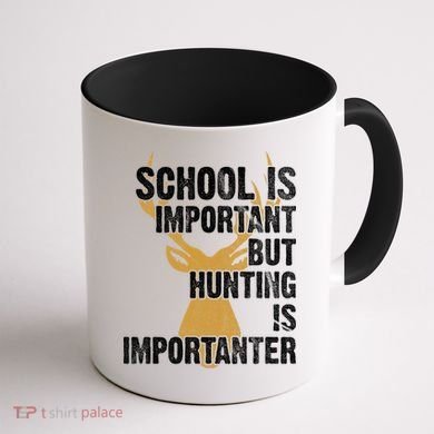School Is Important But Is Hunting Importanter Deer Coffee Mug back