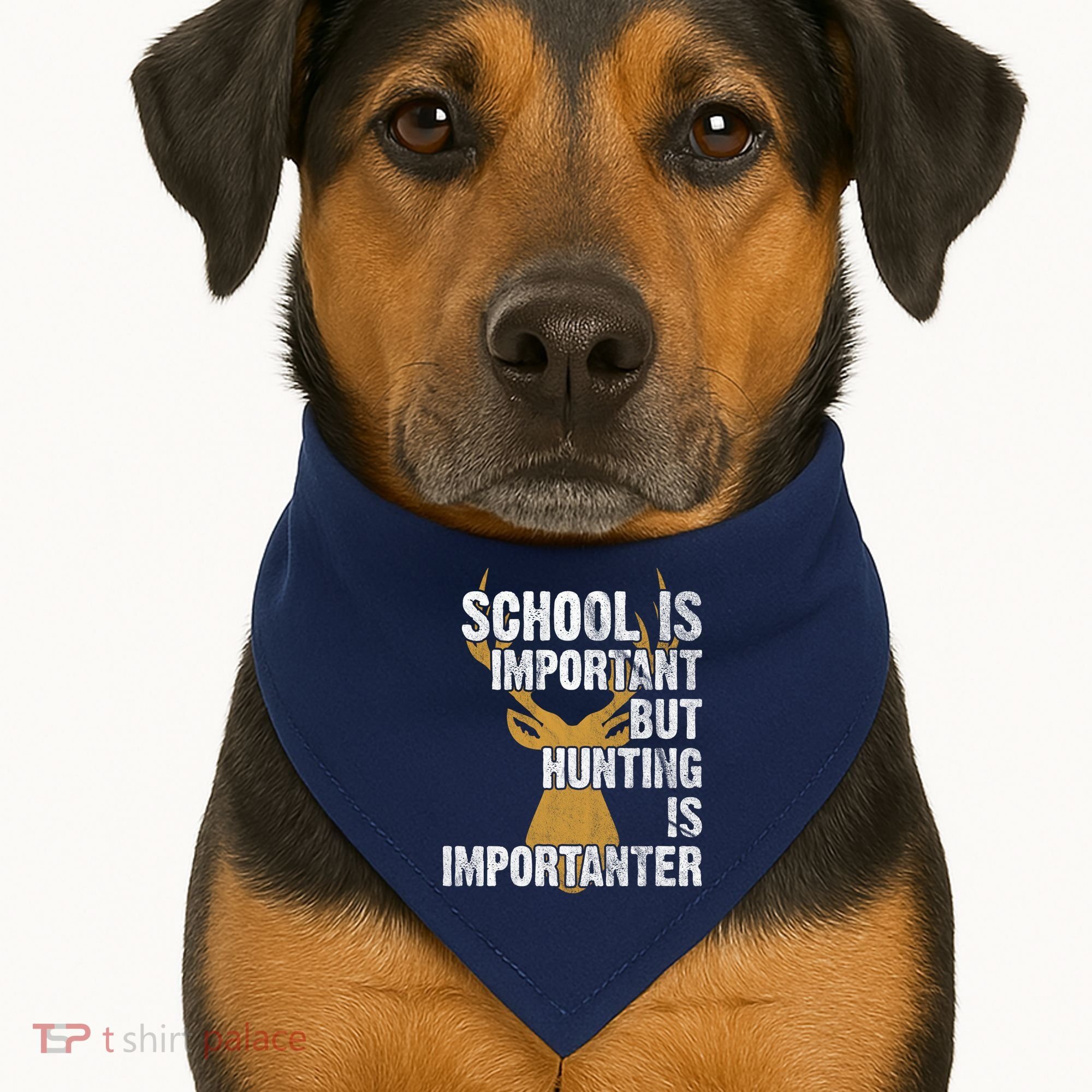 School Is Important But Is Hunting Importanter Deer USA-Made Doggie Bandana