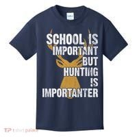 School Is Important But Is Hunting Importanter Deer Kids T-Shirt thumb 0