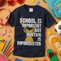School Is Important But Is Hunting Importanter Deer Kids T-Shirt thumb 3