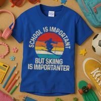 School Is Important But Skiing Is Importanter Ski Funny Gift Funny Gift Kids T-Shirt thumb 3