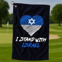 Support Israel I Stand With Israel Israeli Flag Golf Towel thumb 1