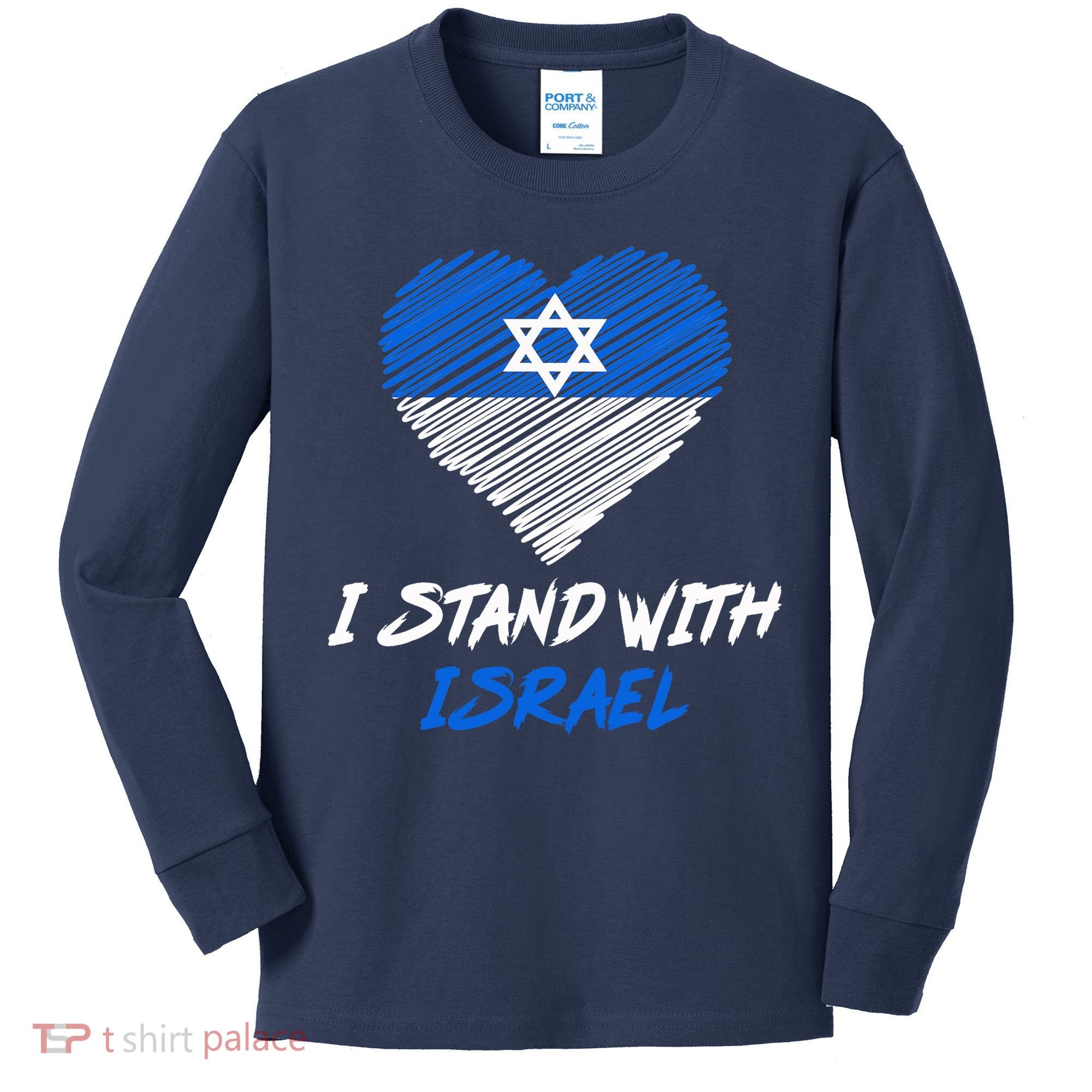 Support Israel I Stand With Israel Israeli Flag Kids Long Sleeve Shirt