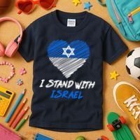 Support Israel I Stand With Israel Israeli Flag Kids T-Shirt thumb 3