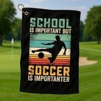 School Is Important But Soccer Is Importanter Golf Towel thumb 1