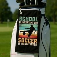 School Is Important But Soccer Is Importanter Golf Towel thumb 2
