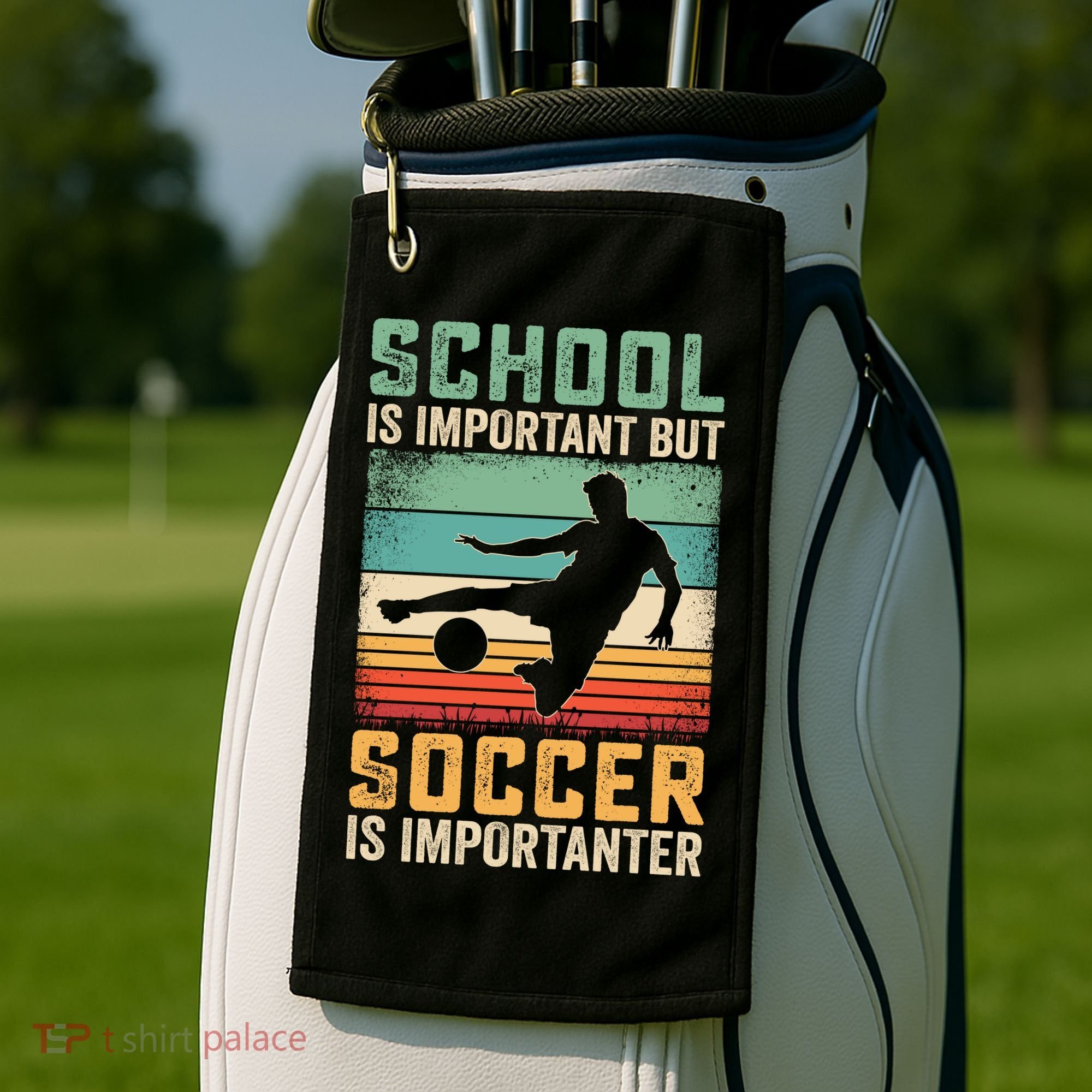 School Is Important But Soccer Is Importanter Golf Towel