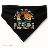 School Is Important But Skiing Is Importanter Ski Funny Gift USA-Made Doggie Bandana thumb 0