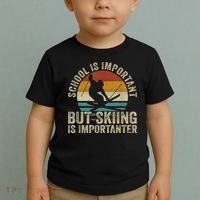 School Is Important But Skiing Is Importanter Ski Funny Gift Toddler T-Shirt thumb 2