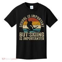 School Is Important But Skiing Is Importanter Ski Funny Gift Kids T-Shirt thumb 0