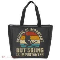School Is Important But Skiing Is Importanter Ski Funny Gift Tote Bag thumb 0