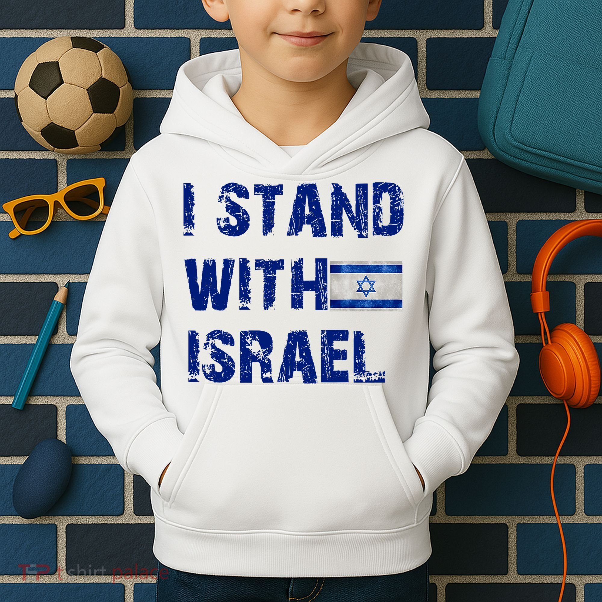 Support Israel I Stand With Israel Israeli Flag Pray For Israel Kids Hoodie