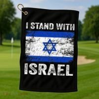 Support Israel I Stand With Israel Israeli Flag Golf Towel thumb 1