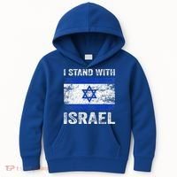Support Israel I Stand With Israel Israeli Flag Kids Hoodie thumb 0