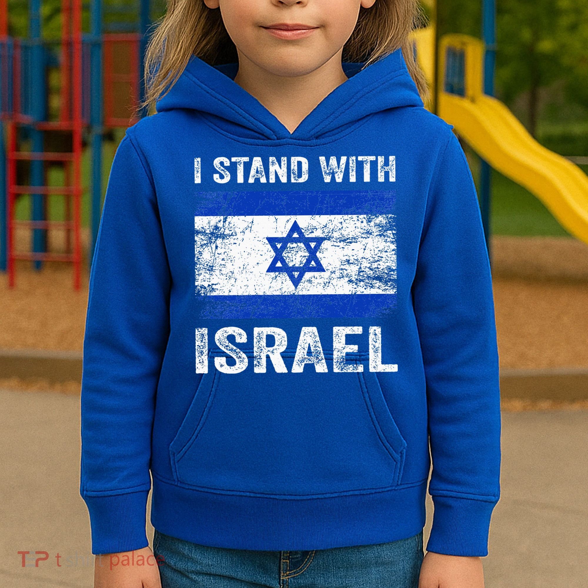 Support Israel I Stand With Israel Israeli Flag Kids Hoodie