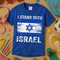 Support Israel I Stand With Israel Israeli Flag Kids T-Shirt thumb 3