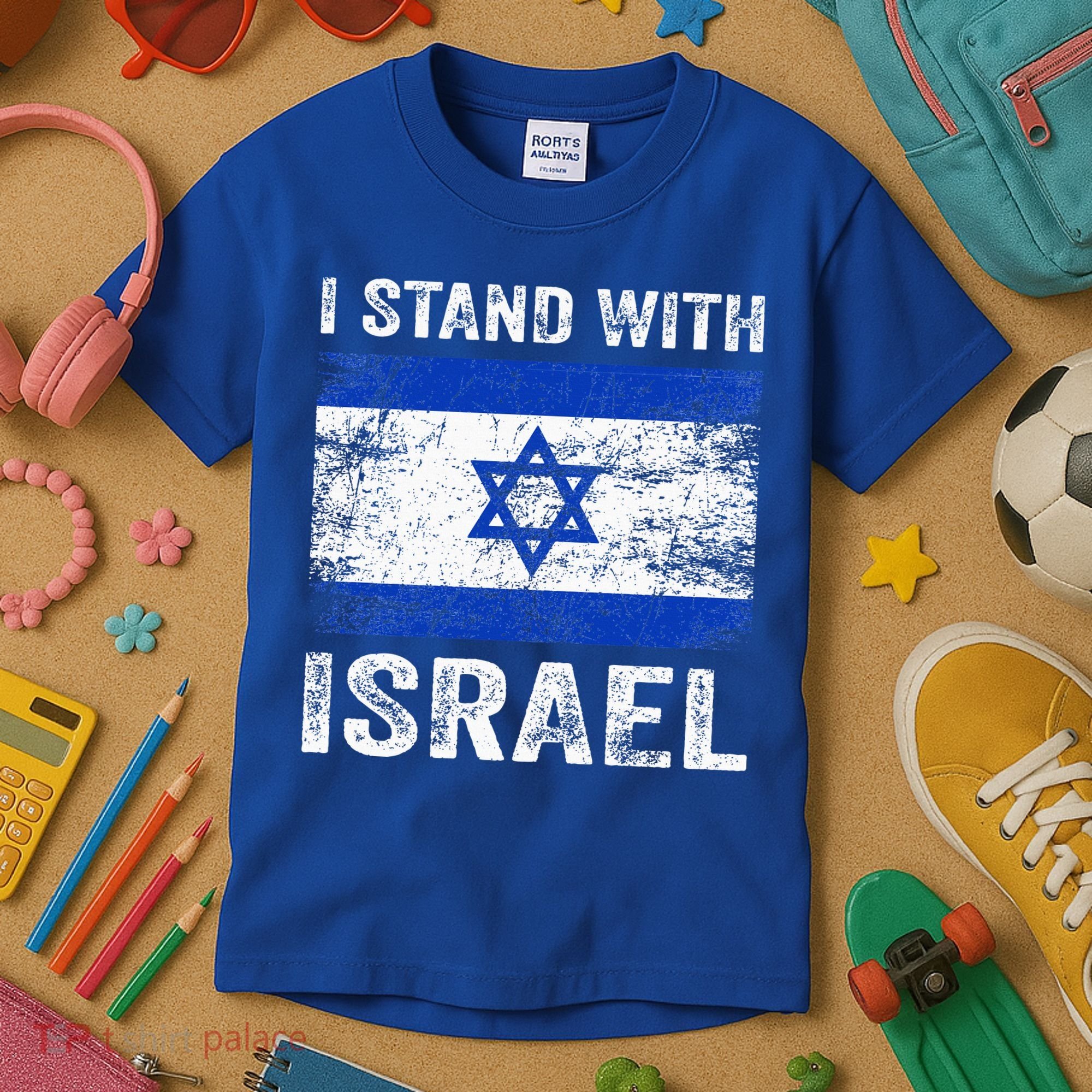 Support Israel I Stand With Israel Israeli Flag Kids T-Shirt