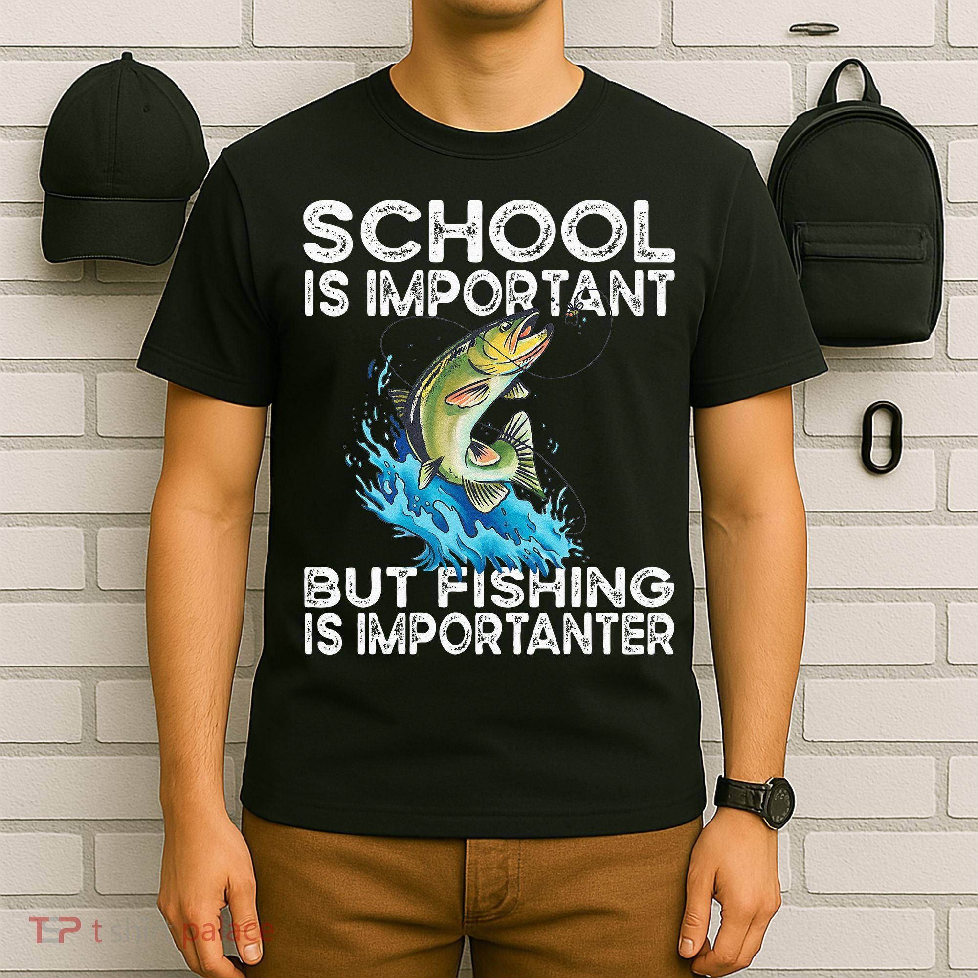 School Is Important But Fishing Is Importanter Funny Fishing T-Shirt