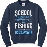 School Is Important But Fishing Is Importanter Kids Sweatshirt thumb 0