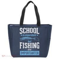 School Is Important But Fishing Is Importanter Tote Bag thumb 0