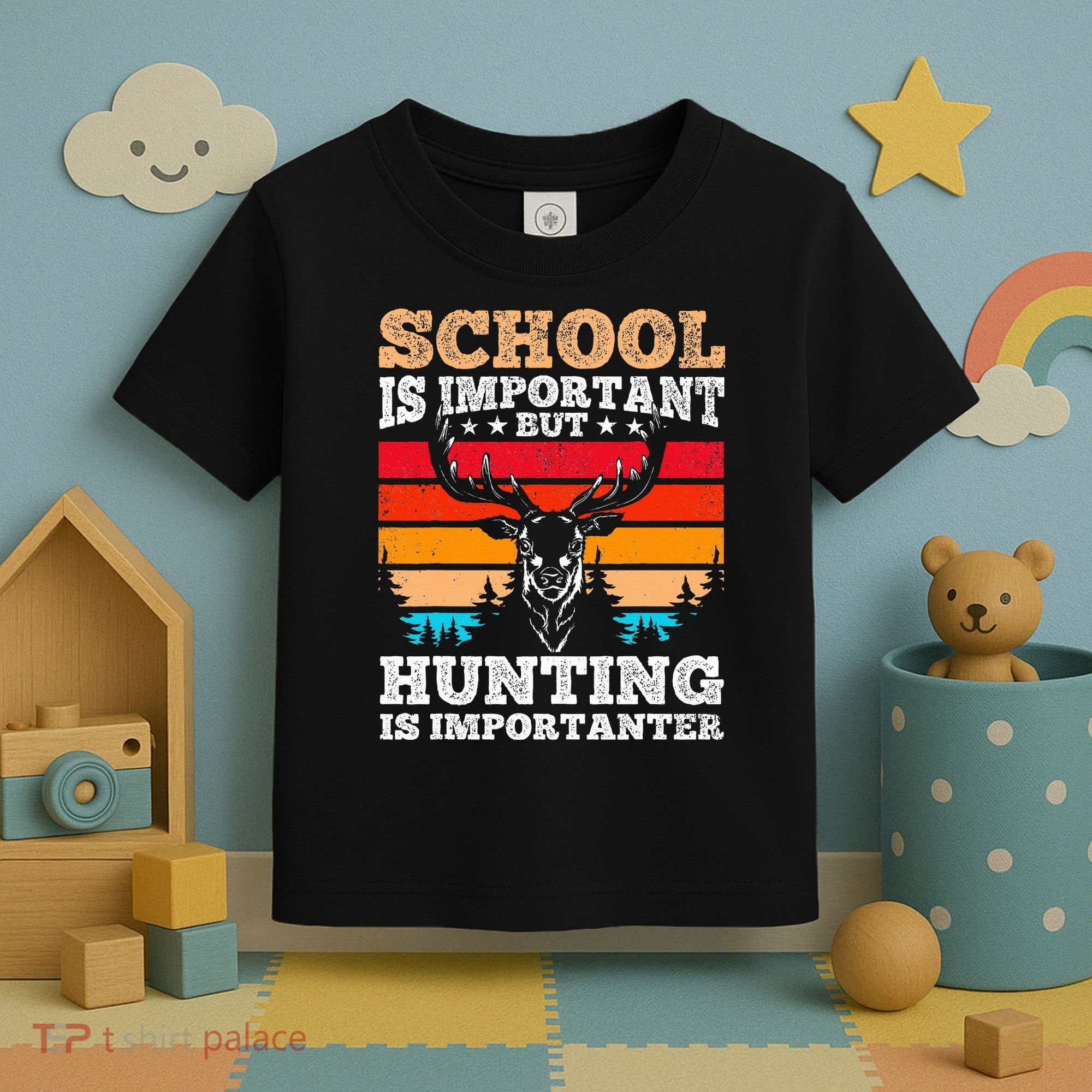 School Is Important But Hunting Is Importanter Hunting Toddler T-Shirt