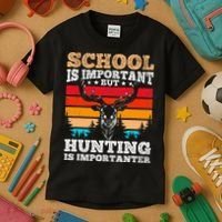 School Is Important But Hunting Is Importanter Hunting Kids T-Shirt thumb 3