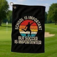 School Is Important But Soccer Is Importanter Golf Towel thumb 1