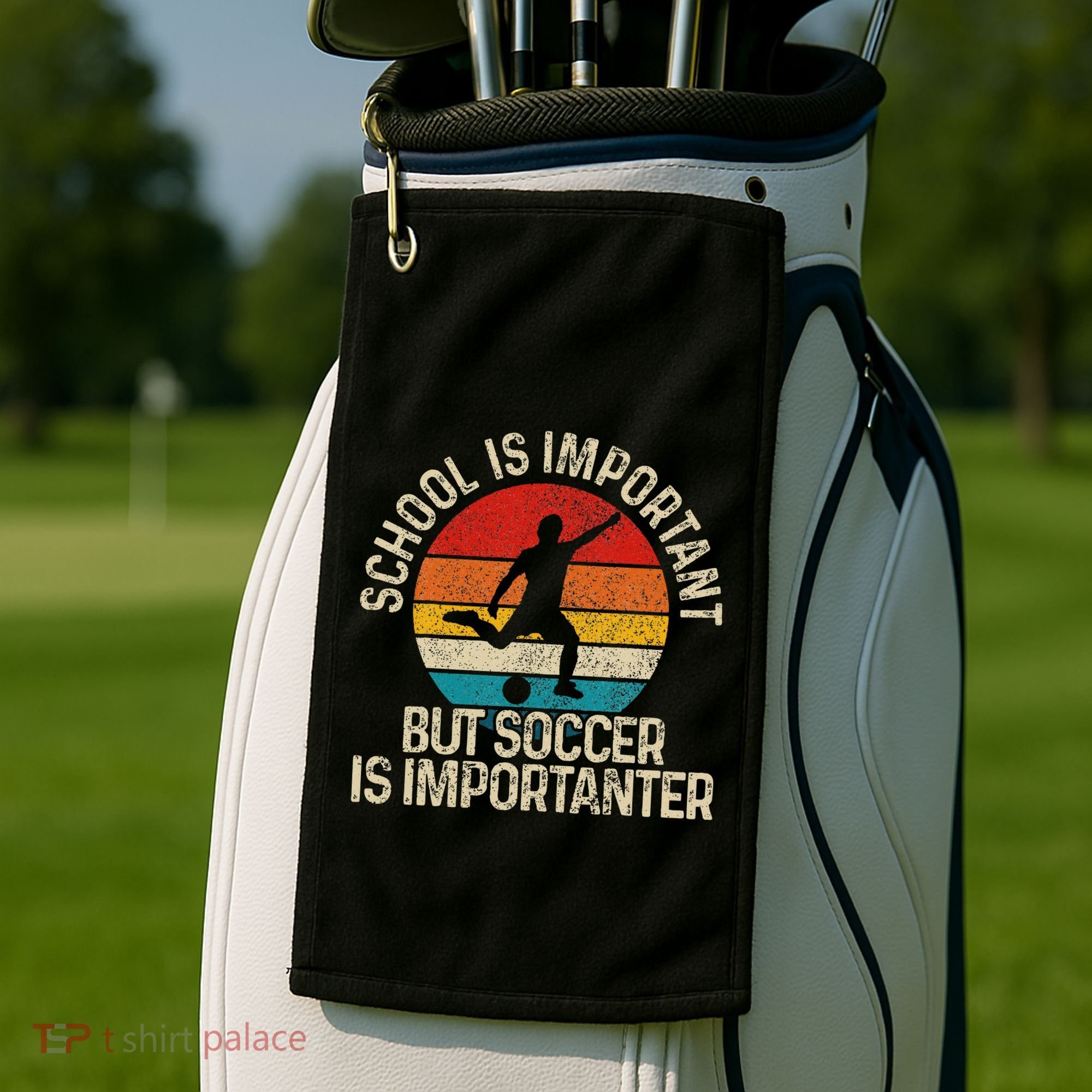 School Is Important But Soccer Is Importanter Golf Towel