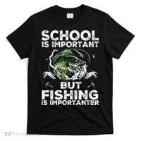 School Is Important But Fishing Is Importanter Funny Fishing T-Shirt thumb 0