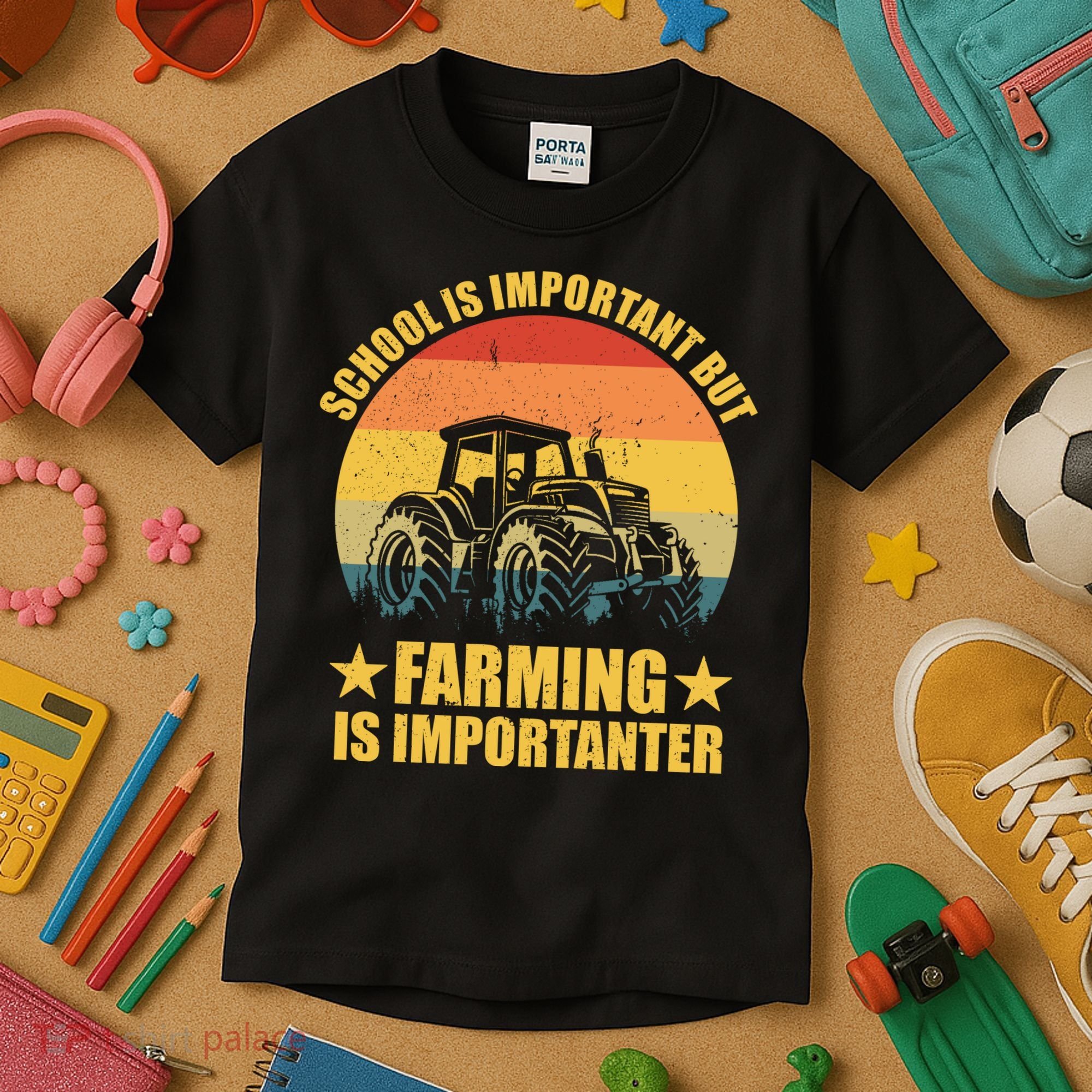 School Is Important Farming Is Importanter Kids T-Shirt
