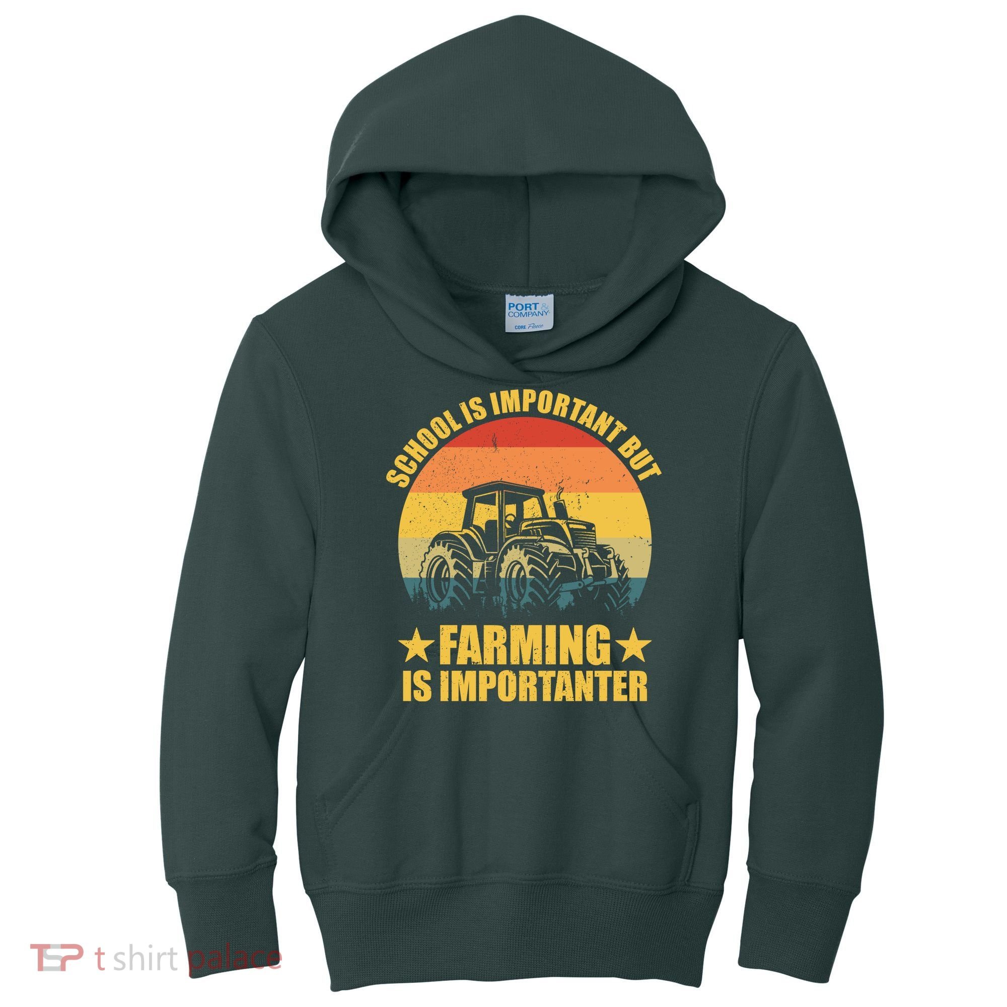 School Is Important Farming Is Importanter Kids Hoodie